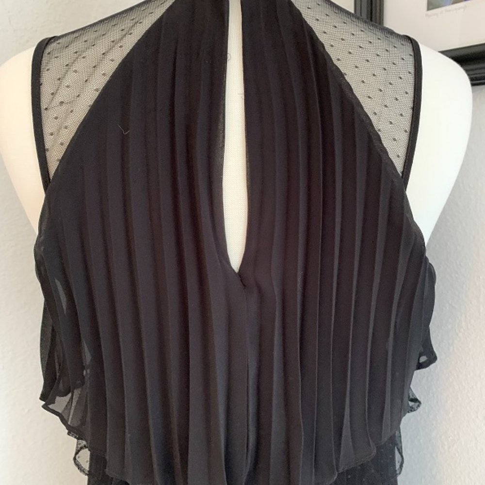 BCBG Women's Sleeveless Tiered Pleated Dress in Black, Size XS - Picture 3 of 9